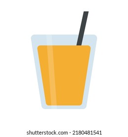 Orange juice icon with straw. Vector.