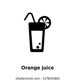 Orange juice icon vector isolated on white background, logo concept of Orange juice sign on transparent background, filled black symbol