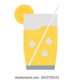 orange juice icon vector or logo illustration flat color style 