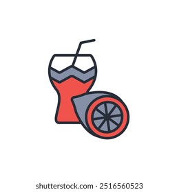 Orange juice icon. vector.Editable stroke.linear style sign for use web design,logo.Symbol illustration.