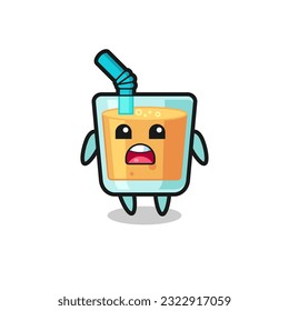 orange juice illustration with apologizing expression, saying I am sorry , cute style design for t shirt, sticker, logo element