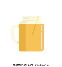 Orange juice jar icon. Flat illustration of orange juice jar vector icon isolated on white background