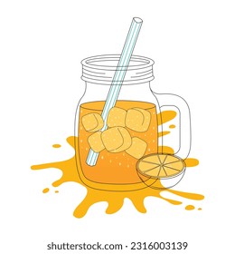 Jugo de naranja en un tarro de arte vector