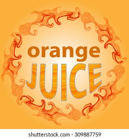 Orange juice label, splashes of orange juice, splashes of juice pattern brush.