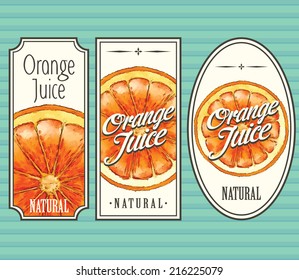 Orange juice labels set