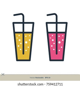 Orange Juice / Lemon Tea and Strawberry Drink Icon Vector Logo Template Illustration Design. Vector EPS 10.