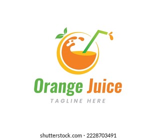 Orange Juice Logo. Juice Bar Logo Design Template