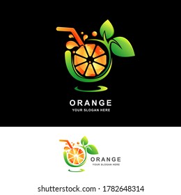 Diseño del logo del jugo de naranja con color degradado
