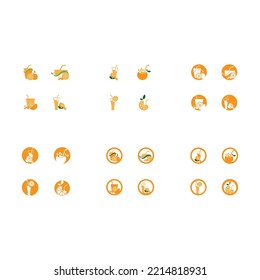 Diseño de logotipo de jugo de naranja Diseño de iconos de vectores