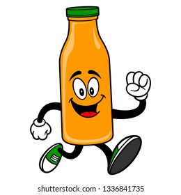 Orange Juice Mascot Running - A vector cartoon illustration of a Orange Juice Mascot running.