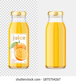 Orange juice mockup bottles. Vector Illustration.