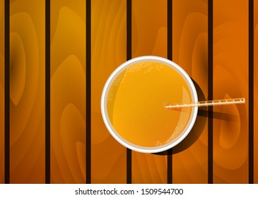 Orange juice on the table - top view
