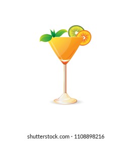 Orange juice  on a white background. Vector. 