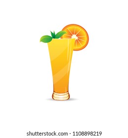 Orange juice  on a white background. Vector. 