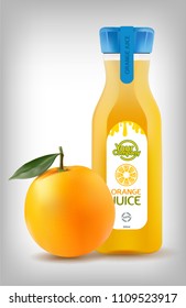 Orange Juice with Orange on White Background. Vector EPS