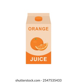 Orange juice. Organic fresh orange juice package box vector illustration.