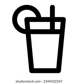 Orange juice in outline icon. Lemonade, fresh drink, summer