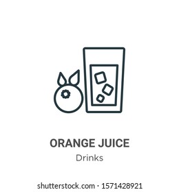 Orange juice outline vector icon. Thin line black orange juice icon, flat vector simple element illustration from editable drinks concept isolated on white background