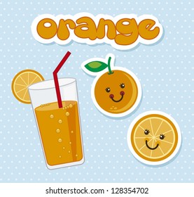 orange juice over blue background. vector illustration