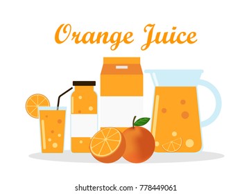 Orange juice with pack template packaging design - vector illustration