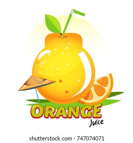 orange juice as package bottle shape. creative package concept with logotype - vector illustration
