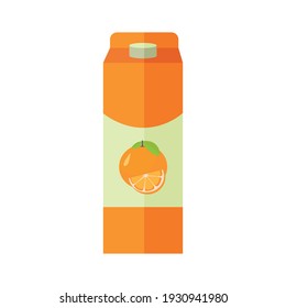 Orange juice package flat icon isolated on white background. Simple juice pack in flat style, vector illustration for web design and mobile design.