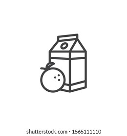 Orange juice package line icon. linear style sign for mobile concept and web design. Orange nectar pack outline vector icon. Symbol, logo illustration. Vector graphics