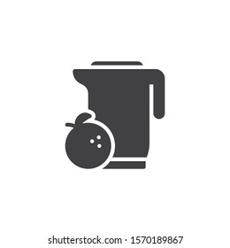 Orange juice pitcher vector icon. filled flat sign for mobile concept and web design. Jug of orange juice glyph icon. Symbol, logo illustration. Vector graphics