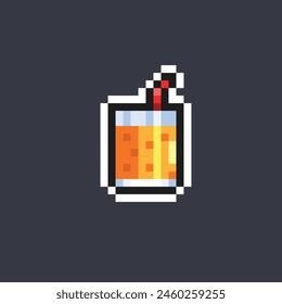 orange juice in pixel art style