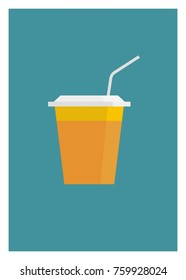 orange juice in a plastic cup with straw