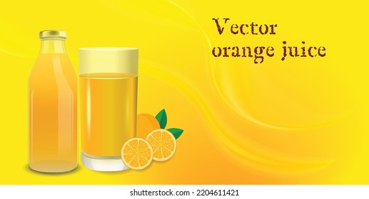 Orange Juice Poster Advertising Design.Vector Cocktail Or Tonics.