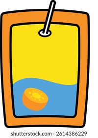 Orange Juice in Pouch with Straw and Floating Slice in Bright Summer Style