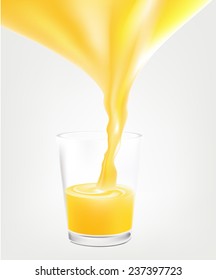 Orange juice poured in a glass. Vector