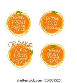 Orange juice or products vector set of icons for use