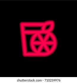 Orange juice red glowing neon ui ux icon. Glowing sign logo vector