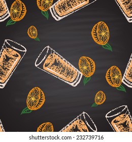  Orange juice. Seamless pattern with chalk.