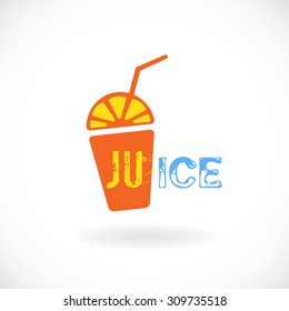 Orange juice simple vector logo