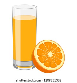 Orange juice and slice of orange