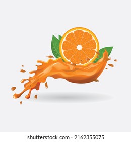 Zumo de naranja con naranja trenzado y salpicaduras