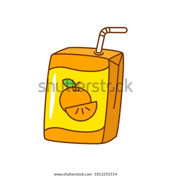 Orange Juice Small Box Package Straw Stock Vector (Royalty Free ...