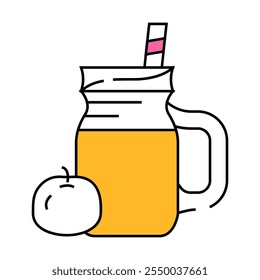 orange juice smoothie drink line icon vector. orange juice smoothie drink sign. isolated symbol illustration