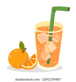 Orange Juice soda vector isolated flat design