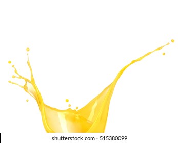 orange juice splash isolated on white background