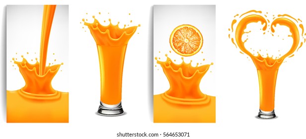 orange juice splash isolated on white background