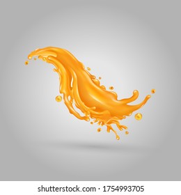 Orange juice splash on a gray background