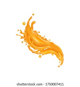 Orange juice splash on a white background