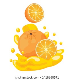 orange juice splash tropical fruits vector illustration