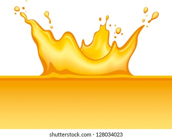 Orange juice splash vector illustration on white background - created with mesh tool: fully adjustable and scalable