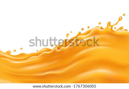 Orange juice splash wave on a white background
