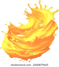 orange juice splashes isolated on a white background. vector render. 